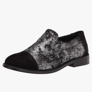 NWOT Sbicca Vintage Collection Leather/Suede Silver Cap Toe Loafer Size 7.5